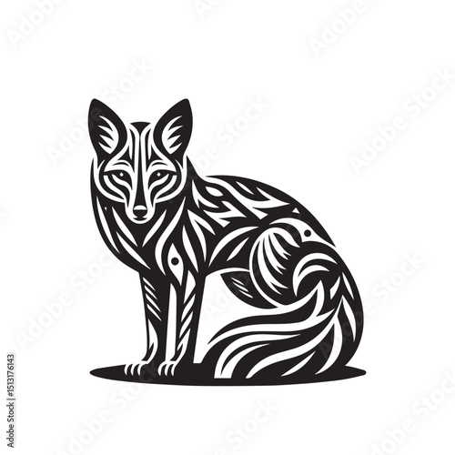 Jackal silhouette black and white vector icon