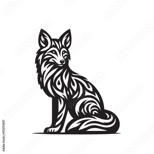 Jackal silhouette black and white vector icon