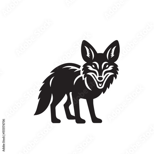 Jackal silhouette black and white vector icon