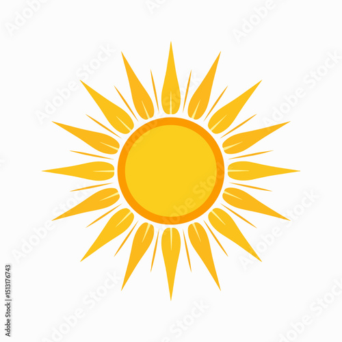 A vibrant yellow sun with spiky rays emanating from a circular center set against a plain white background
