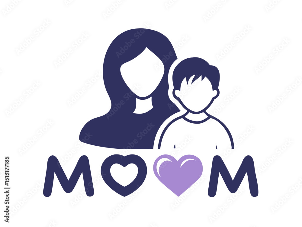 Obraz premium Simple black and white illustration of a mother holding a baby, perfect for Mother's Day designs. 