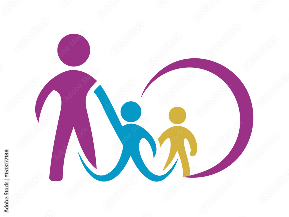 Fototapeta premium Simple black and white illustration of a mother holding a baby, perfect for Mother's Day designs. 