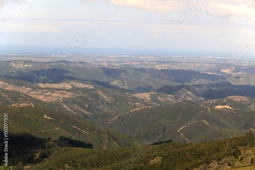 View from the highest point of the Algarve, Monte Foia, to the Monchique Mountains 