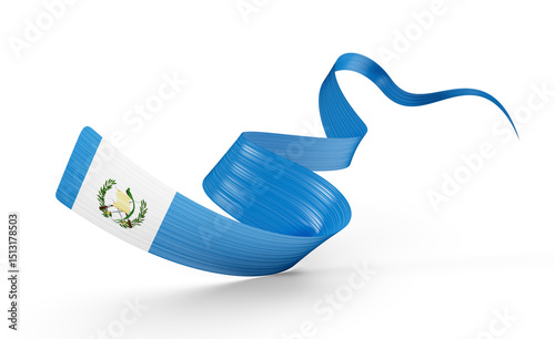 3d Flag Of Guatemala 3d Shiny Waving Guatemala Ribbon Flag On White Background 3d Illustration photo