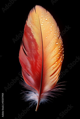 Vibrant feather in detailed close-up