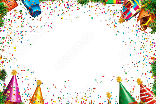 Frame made of colorful confetti background