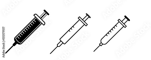 Syringe silhouette vector set isolated on white background