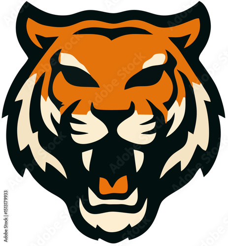 A bold and striking minimalist tiger logo, designed with clean geometric lines to emphasize power and elegance. The sharp angles and simplified form make it easy to trace and perfect for branding, emb