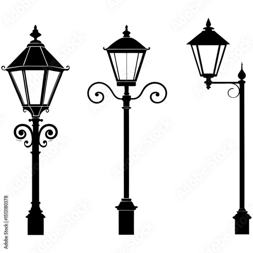 Vintage street lamp icon design isolated on white background