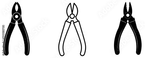 Wire cutter silhouette vector set isolated on white background