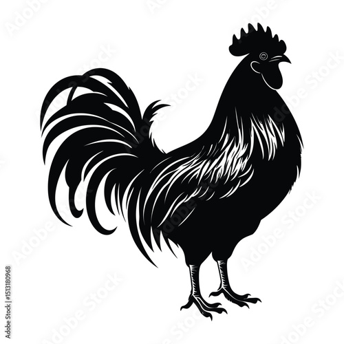 Rooster silhouette isolated on white background