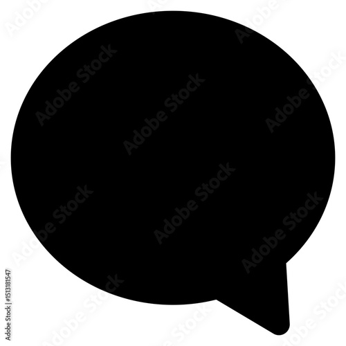 Simple black and white image of a circle with a speech bubble inside. The speech bubble is empty