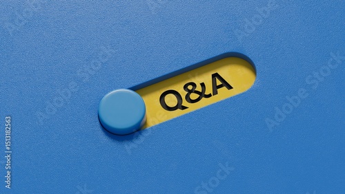 QA Question answer. The slide switch form the word QA Question answer. Business The concept of QA Question answer is applied in various fields of human activity.3D rendering on blue background.
