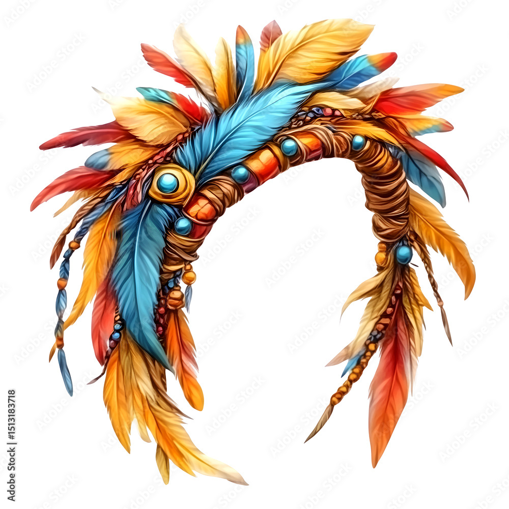 Obraz premium Feather Headband with Beads and Braids Isolated PNG
