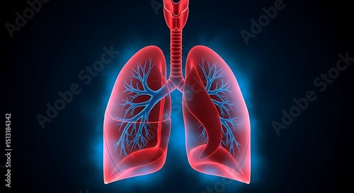 Human Lung Anatomy on Black Background