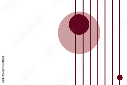 A visually harmonious abstract arrangement of circles and vertical lines, blending soft and bold tones for a balanced, modern aesthetic