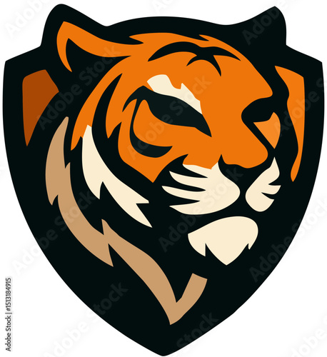 A bold and striking minimalist tiger logo, designed with clean geometric lines to emphasize power and elegance. The sharp angles and simplified form make it easy to trace and perfect for branding, emb