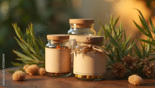 Rustic Natural Apothecary Jars with Organic Elements
