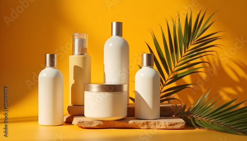Luxurious Natural Skincare Bottles with Botanical Accents