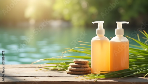 Luxurious Natural Skincare Bottles with Botanical Accents