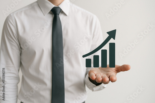 Businessman presenting upward trending graph