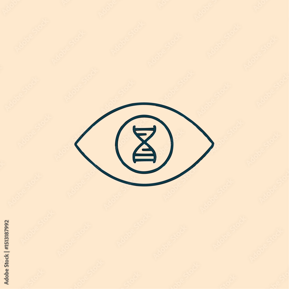 Obraz premium Minimal eye with DNA iris — biotech vision enhancement.