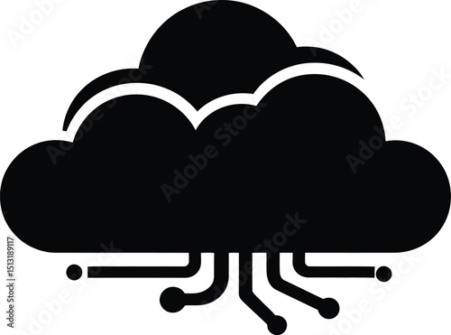Cloud computing technology network storage data server information system icon vector design element