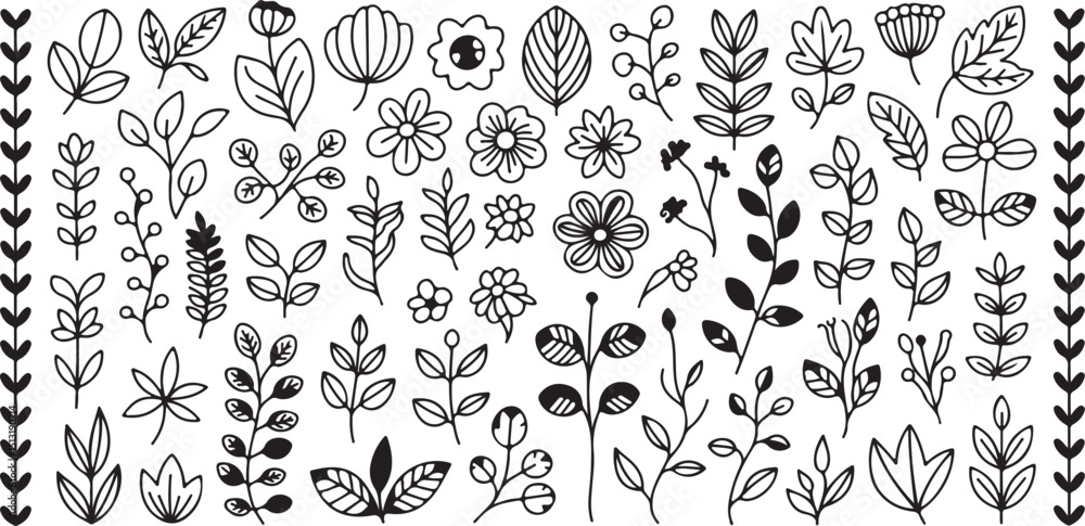 Fototapeta premium Floral Doodles Collection