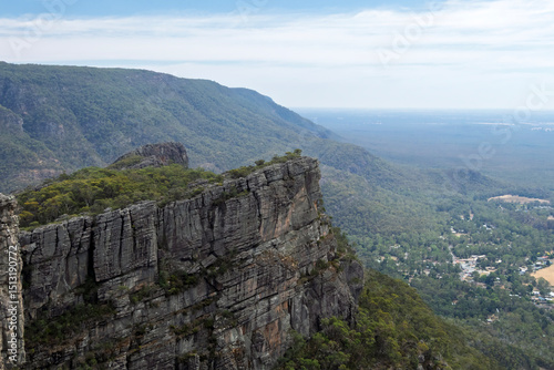 Panoramic Landscape from the Pinnacle Lookout, Grampians National Park, Victoria, Australia – Eucalypt-Filled Valleys and Sandstone Ranges