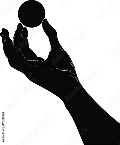Black silhouette hand holding ball illustration vector art graphic design element stock photo image 