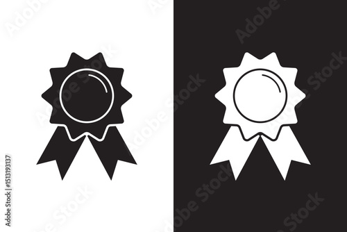 Badge icons in solid black and white collection