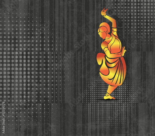3D illustration of Indian classical dancer with abstract texture background , vector illustration design.