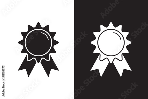 Badge icons in solid black and white collection