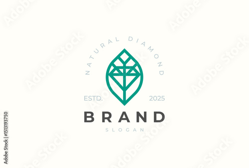 Diamond Logo, Diamond with leaf combination, suitable for brand and company logo design, vector illustration.eps