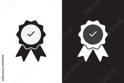 Badge icon in black filled and outlined style