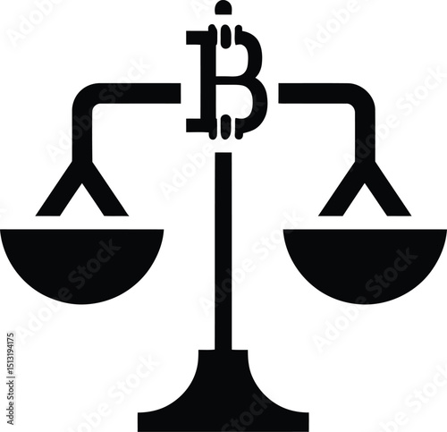 Bitcoin justice balance concept for cryptocurrency regulation and legal framework of blockchain tech
