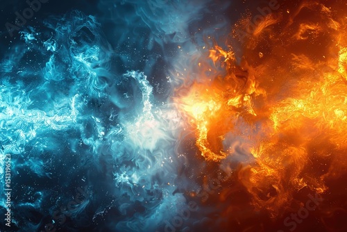 Battling an Evil Sorcerer Amidst an Intense Magic Energy Clash of Spells and Dark Forces
