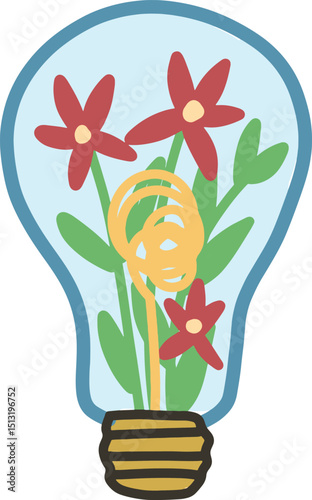 light bulb with flower