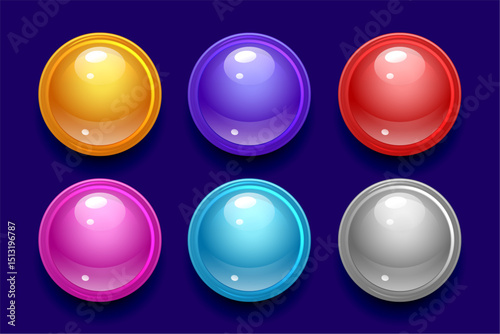collection of glossy ball push buttons element design