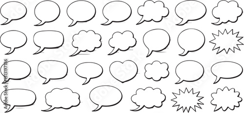 VERSATILE BLACK AND WHITE SPEECH BUBBLE SET