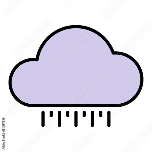 Rain Cloud Icon - Weather Forecast Symbol, Rainy Day Element for Climate and Meteorology Apps, Isolated Vector Illustration