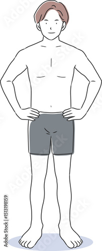 身体を鍛えた男性の全身イラスト素材