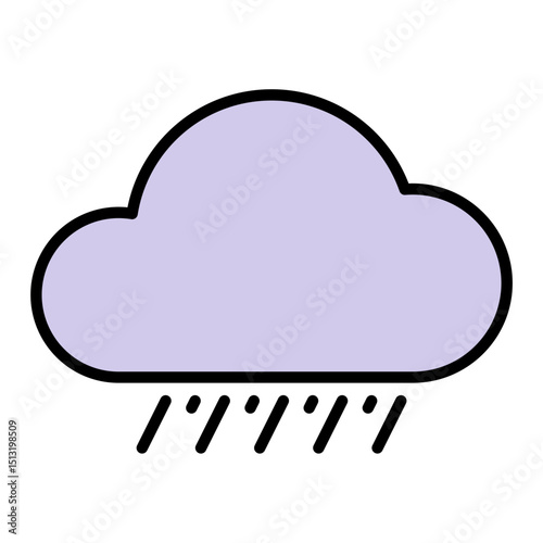 Rain Cloud Weather Icon - Rainy Day, Forecast, and Climate Filled Outline Vector Editable Stroke