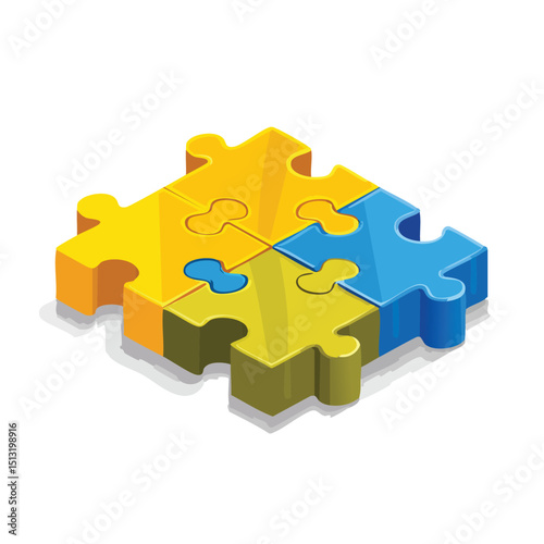 Financial puzzle pieces forming dollar sign Isometric style.