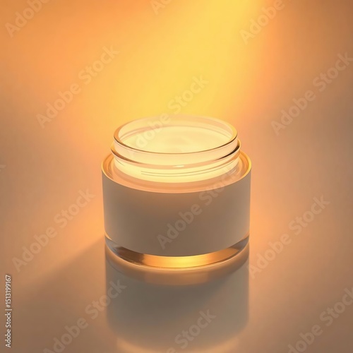 Extreme Macro Close-Up Glowing White Cosmetic Jar Mockup