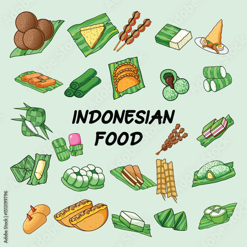 illustration of typical Indonesian food