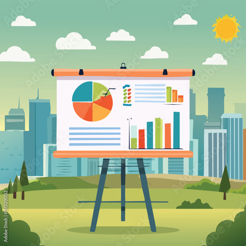 Earnings report pinned on board with analytics graph