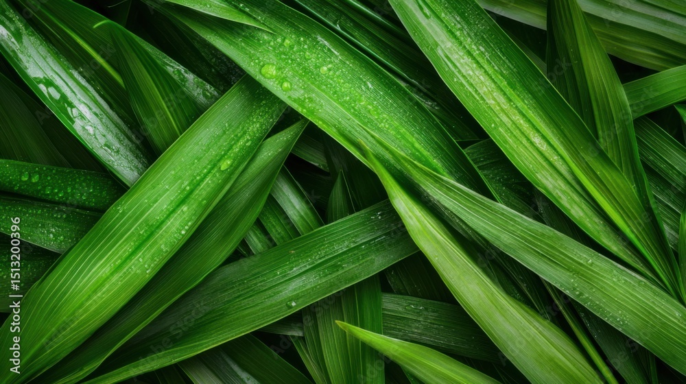 Fototapeta premium Citronella plant leaves macro shot, detailed texture and vibrant green tones, natural defense against insects