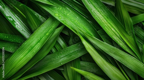 Citronella plant leaves macro shot, detailed texture and vibrant green tones, natural defense against insects