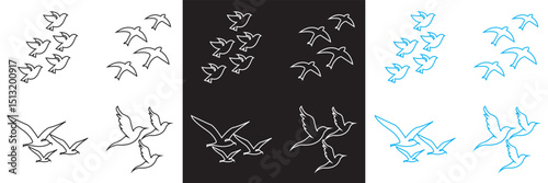 Flock of Birds icon. Vector for websites, mobile interfaces, presentations, banner, visual branding etc. Vector illustration. isolated on white and black background. EPS 10